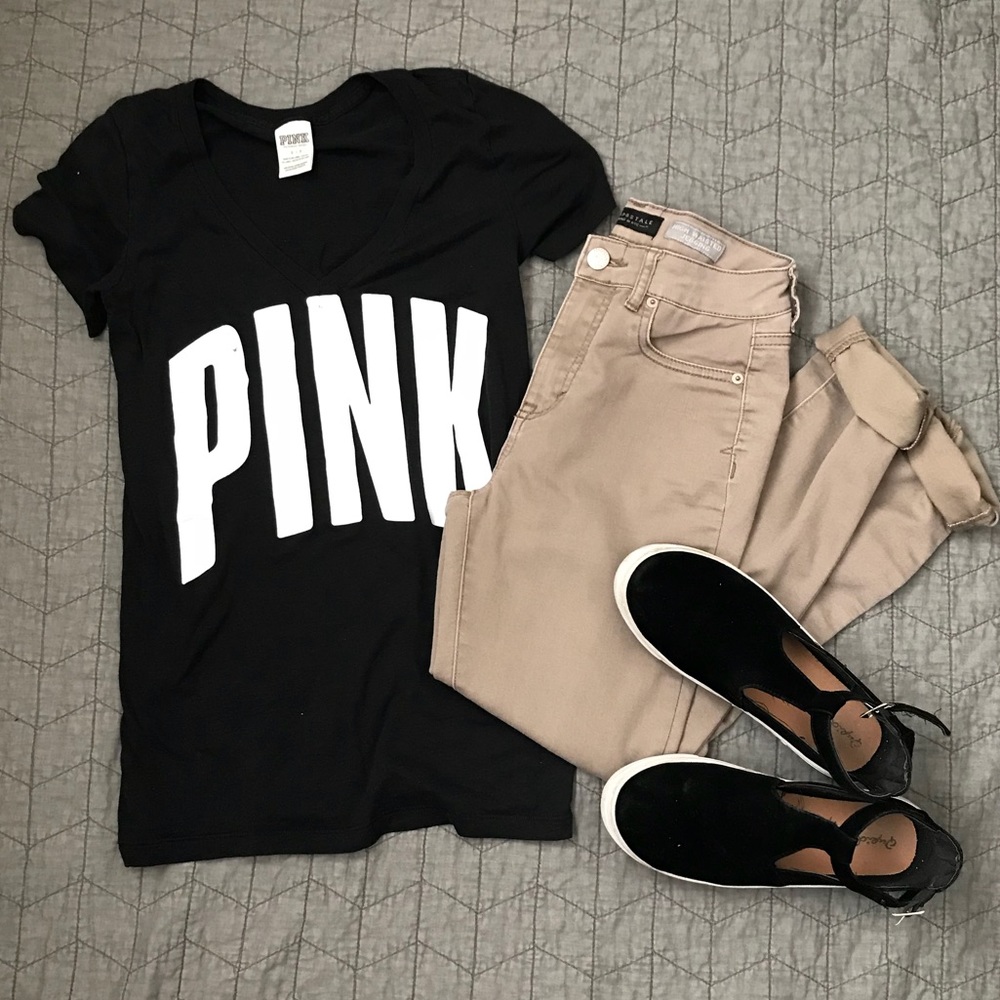 VS Pink V Neck Tee Shirt